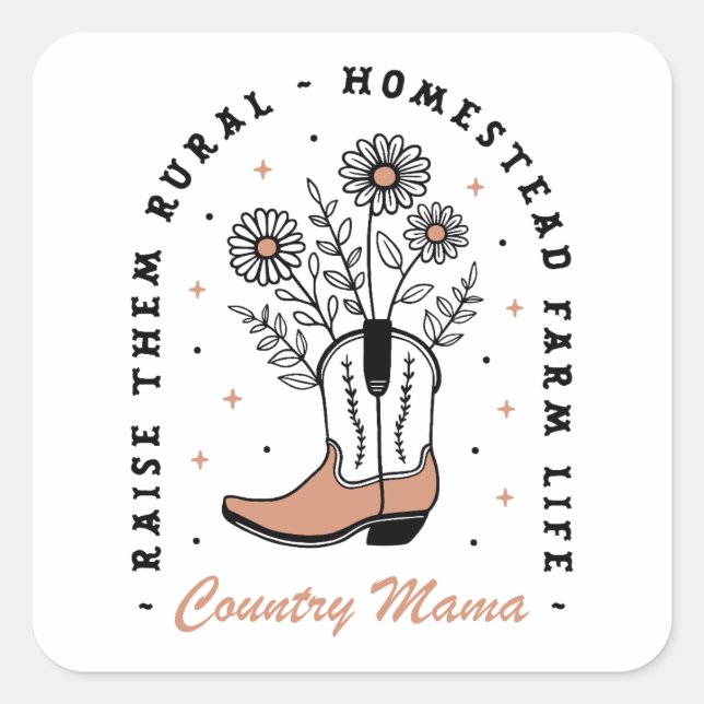 Adesivo Quadrado Mama de campo e donadora de casa citações (Frente)