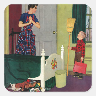 Adesivo Quadrado Mamã, eu limpei minha sala!