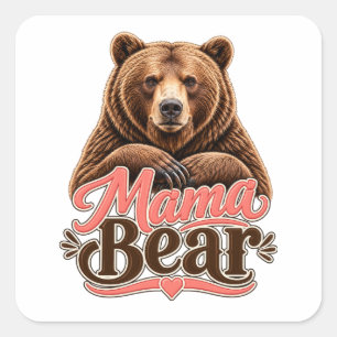 Adesivo Quadrado Mama Ursa 