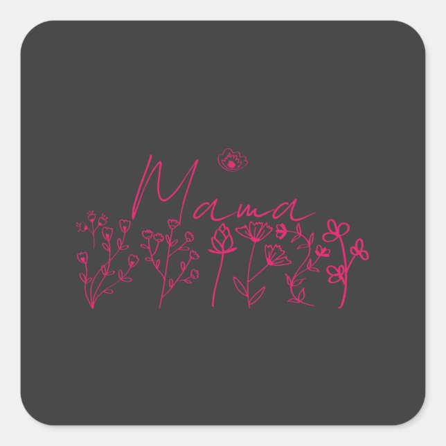 Adesivo Quadrado Mama wildflowers Floral gift (Frente)