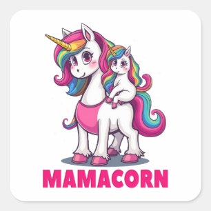 Adesivo Quadrado Mamacorn - A Mãe do Unicórnio Mágico