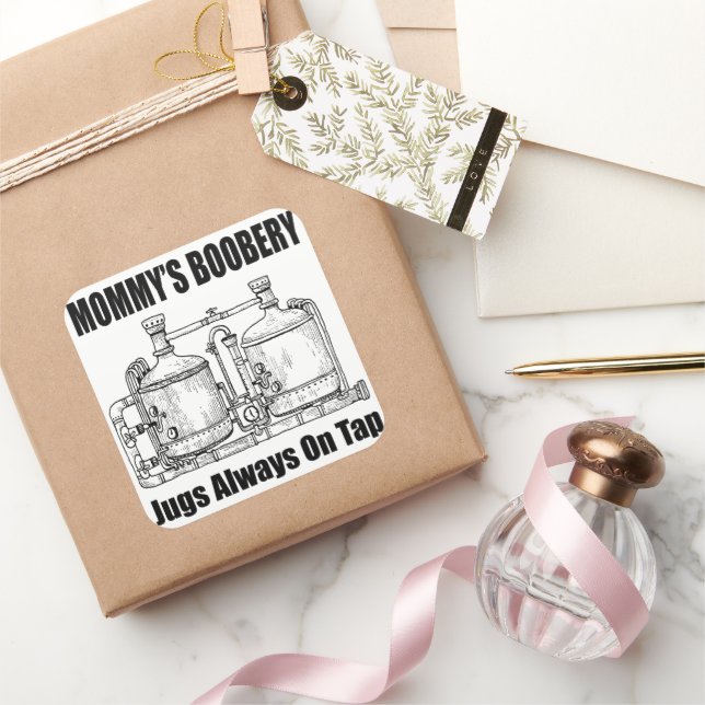 Adesivo Quadrado Mamãe Boobery Jugs Sempre Na Toque (Presentear)