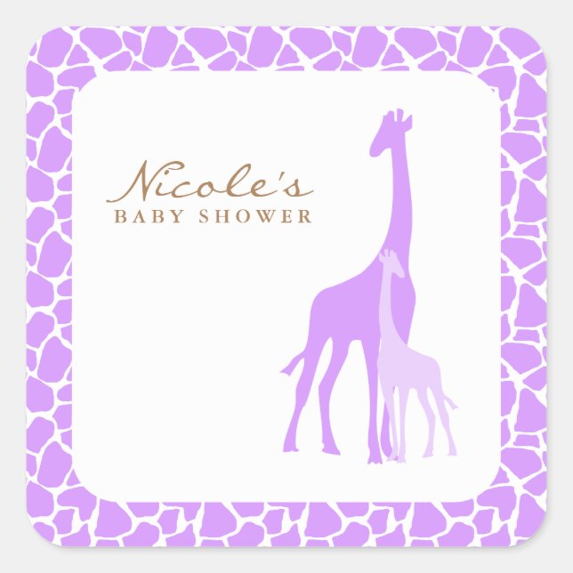 Adesivo Quadrado Mamãe e Baby Giraffe Stickers (Frente)
