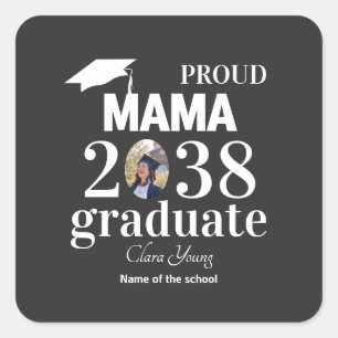 Adesivo Quadrado Mamãe orgulhosa personalizada de formatura