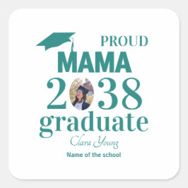 Adesivo Quadrado Mamãe orgulhosa personalizada de formatura