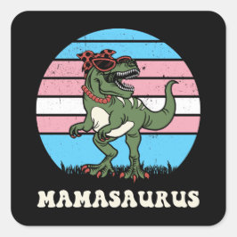 Adesivo Quadrado Mamasauro Engraçado Dinossauro sobre Bandeira Tran