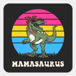 Adesivo Quadrado Mamasaurus Engraçado Dinossauro Pansexual Bandeira