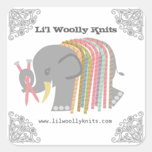 Adesivo Quadrado Mammoth woolly do elefante do fio das agulhas de