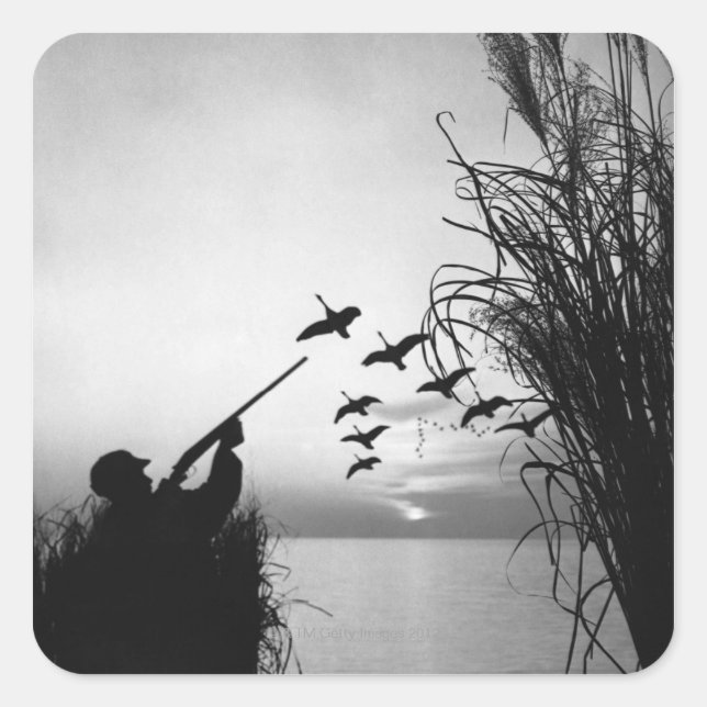 Adesivo Quadrado Man Duck Hunting (Frente)