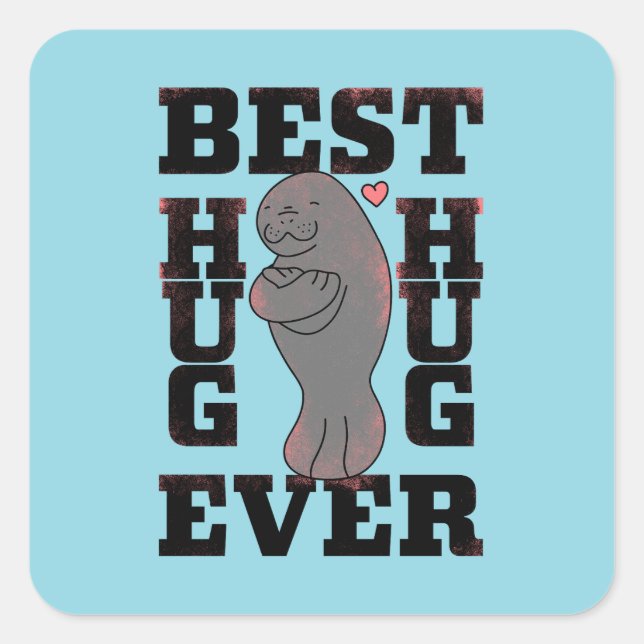 Adesivo Quadrado Manateio - Melhor Hug Nunca - Hug - Design ASL (Frente)