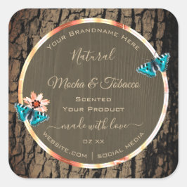 Adesivo Quadrado Mancas-borboletas de produtos de grão de madeira c