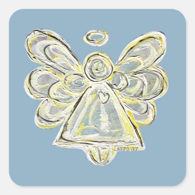 Adesivo Quadrado Manchas Decretadas Personalizadas do Anjo Branco d (Frente)