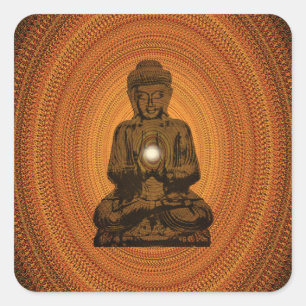 Adesivo Quadrado mandala alaranjada para Buddha