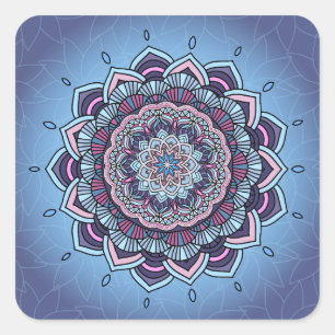 Adesivo Quadrado Mandala azul profunda ID361 do fulgor
