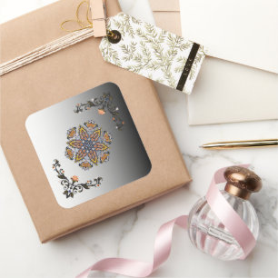 Adesivo Quadrado Mandala Bloom Escuro e Claro