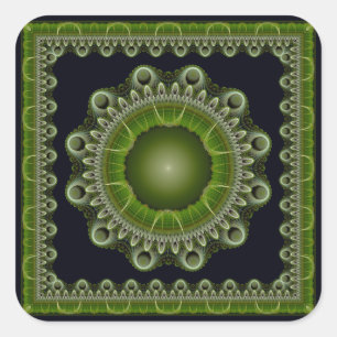 Adesivo Quadrado Mandala brilhante e colorido