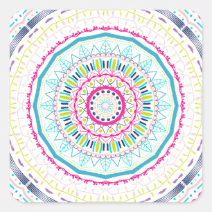 Adesivo Quadrado mandala colorida
