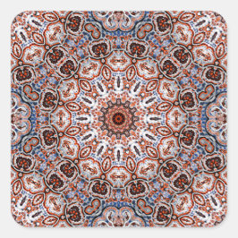 Adesivo Quadrado Mandala Colorida em Cores Cinza-Laranja Misturadas