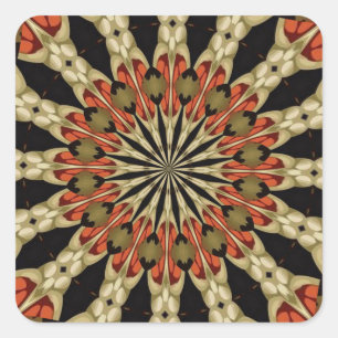 Adesivo Quadrado Mandala Coral com Café e Creme