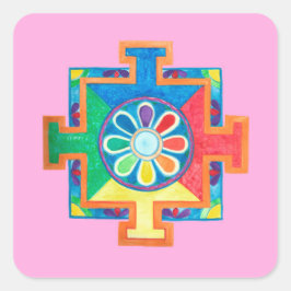 Adesivo Quadrado Mandala de Criação de Aquarela