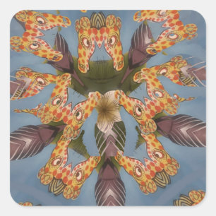 Adesivo Quadrado Mandala de Girafa Kaleidoscópio: Arte Abstrata de
