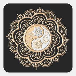 Adesivo Quadrado Mandala de Ouro & Prata