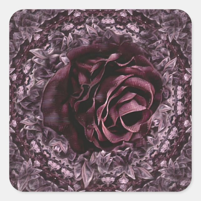 Adesivo Quadrado Mandala de Rosa  (Frente)