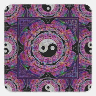 Adesivo Quadrado Mandala do roxo da harmonia & do equilíbrio