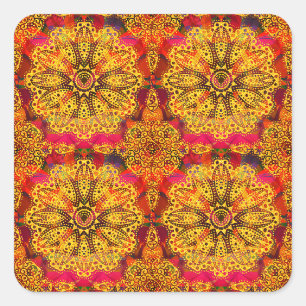 Adesivo Quadrado Mandala Dourada Abstrata