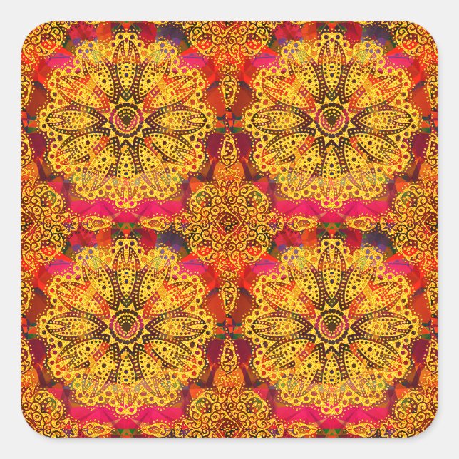 Adesivo Quadrado Mandala Dourada Abstrata (Frente)