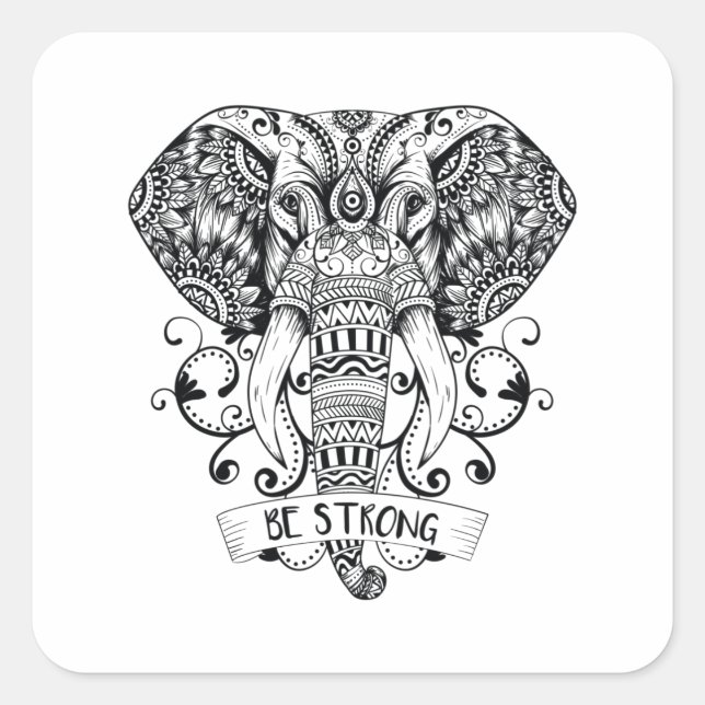 Adesivo Quadrado Mandala Elephant (Frente)