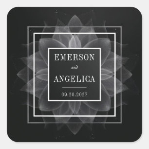 Adesivo Quadrado Mandala Petal Translúcida no Casamento Elegante Ne