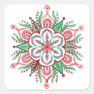 Adesivo Quadrado Mandala Snowflakers de Natal