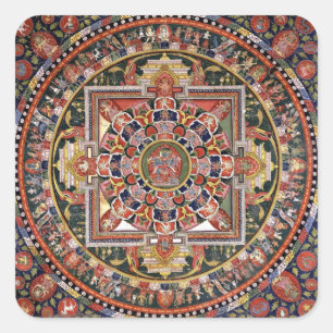 Adesivo Quadrado Mandala Tantric tibetana do budismo do vintage