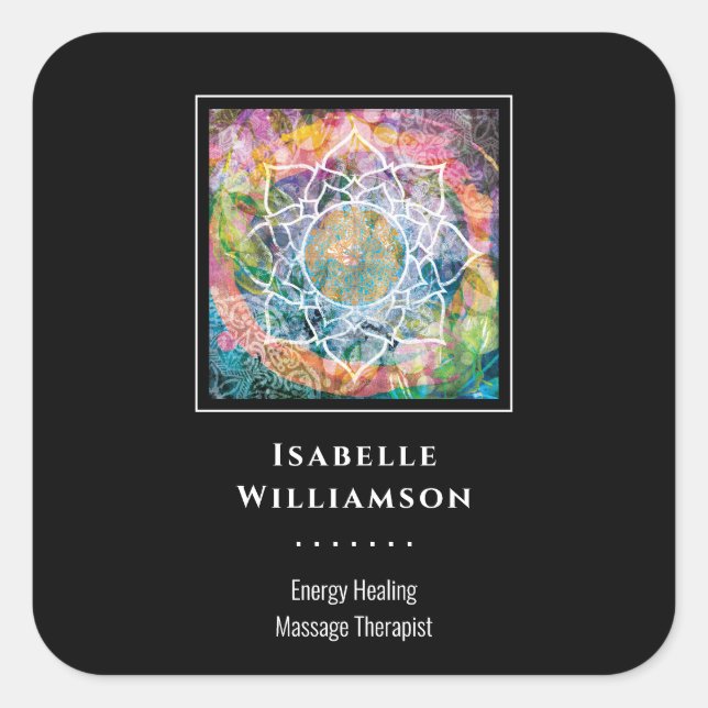 Adesivo Quadrado Mandala Zen Reiki Yoga Massagem Sagrada Espiritual (Frente)