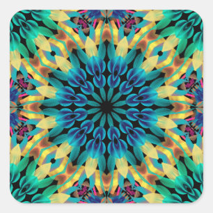 Adesivo Quadrado Mandalas de Formas Geométricas Coloridas