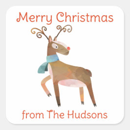 Adesivo Quadrado Maneira de Natal de Aquarela