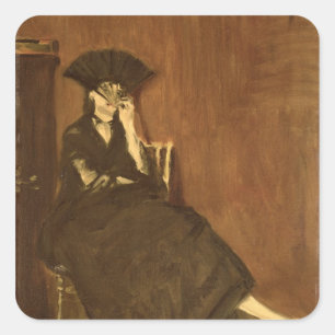 Adesivo Quadrado Manet Berthe Morisot com um fã, 1872
