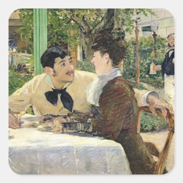 Adesivo Quadrado Manet | Jardim de Pere Lathuille, 1879 (Frente)