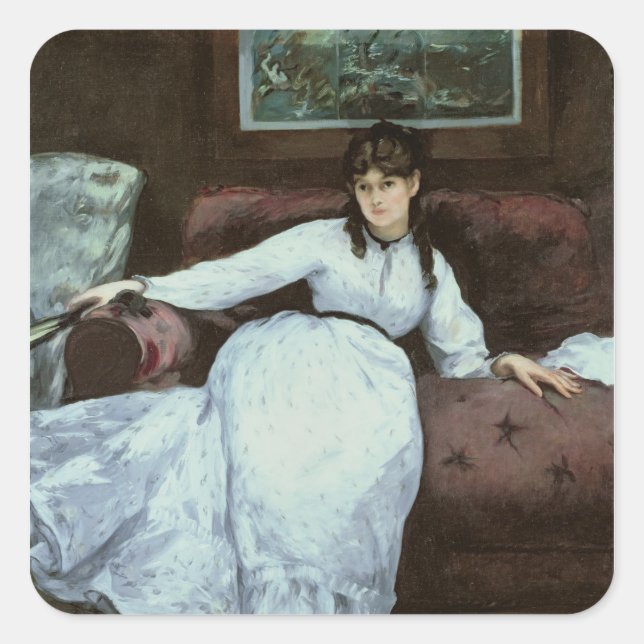 Adesivo Quadrado Manet | O resto, retrato de Berthe Morisot (Frente)