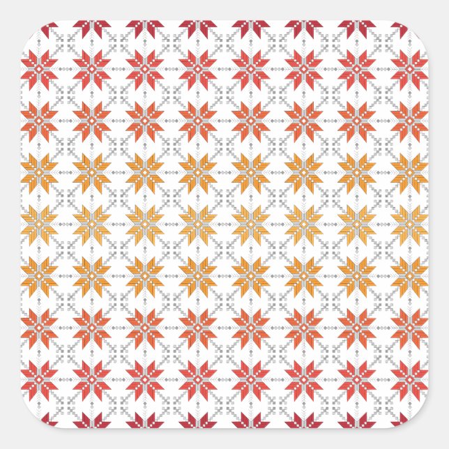 Adesivo Quadrado Manhã da Letónia - Padrão geométrico IV do SUN (Frente)