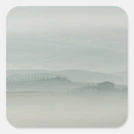 Adesivo Quadrado Manhã de pastel na Toscana nebulosa