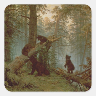 Adesivo Quadrado Manhã em uma floresta do pinho, 1889