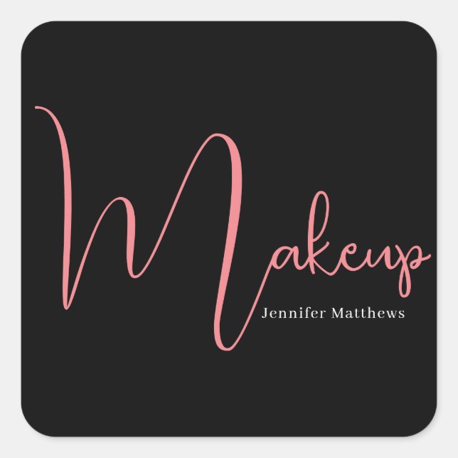 Adesivo Quadrado Manicurista técnico de beleza de neon rosa-claro-d (Frente)