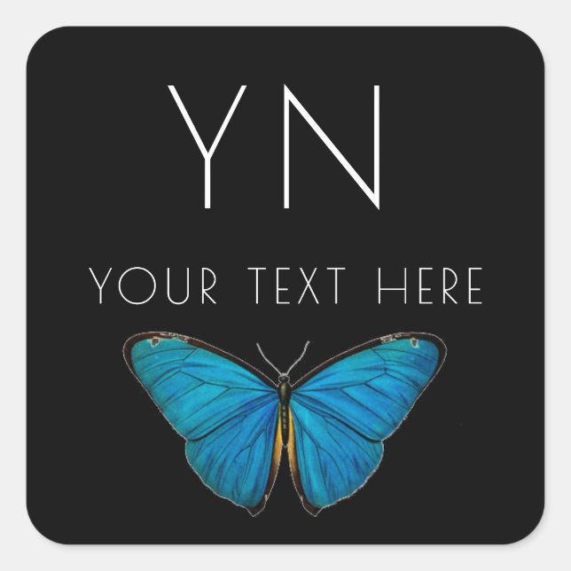 ADESIVO QUADRADO MANIPULADOR DE NOME PERSONALIZADO DO BUTTERFLY AZU (Frente)