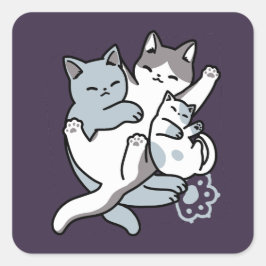 Adesivo Quadrado Manípulo De Rato - Gatos De Dormir Em Cute