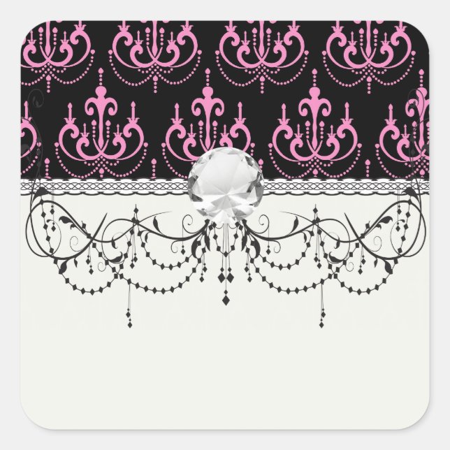 Adesivo Quadrado manípulo rosa a preto (Frente)