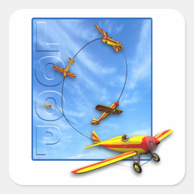 Adesivo Quadrado Manobra acrobática de loop com avião (Frente)