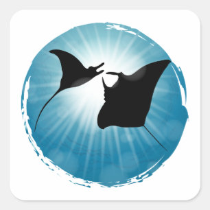Adesivo Quadrado Manta Ray Underwater Aquatic Life