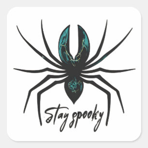 Adesivo Quadrado Mantenha a aranha do Dia das Bruxas Spooky